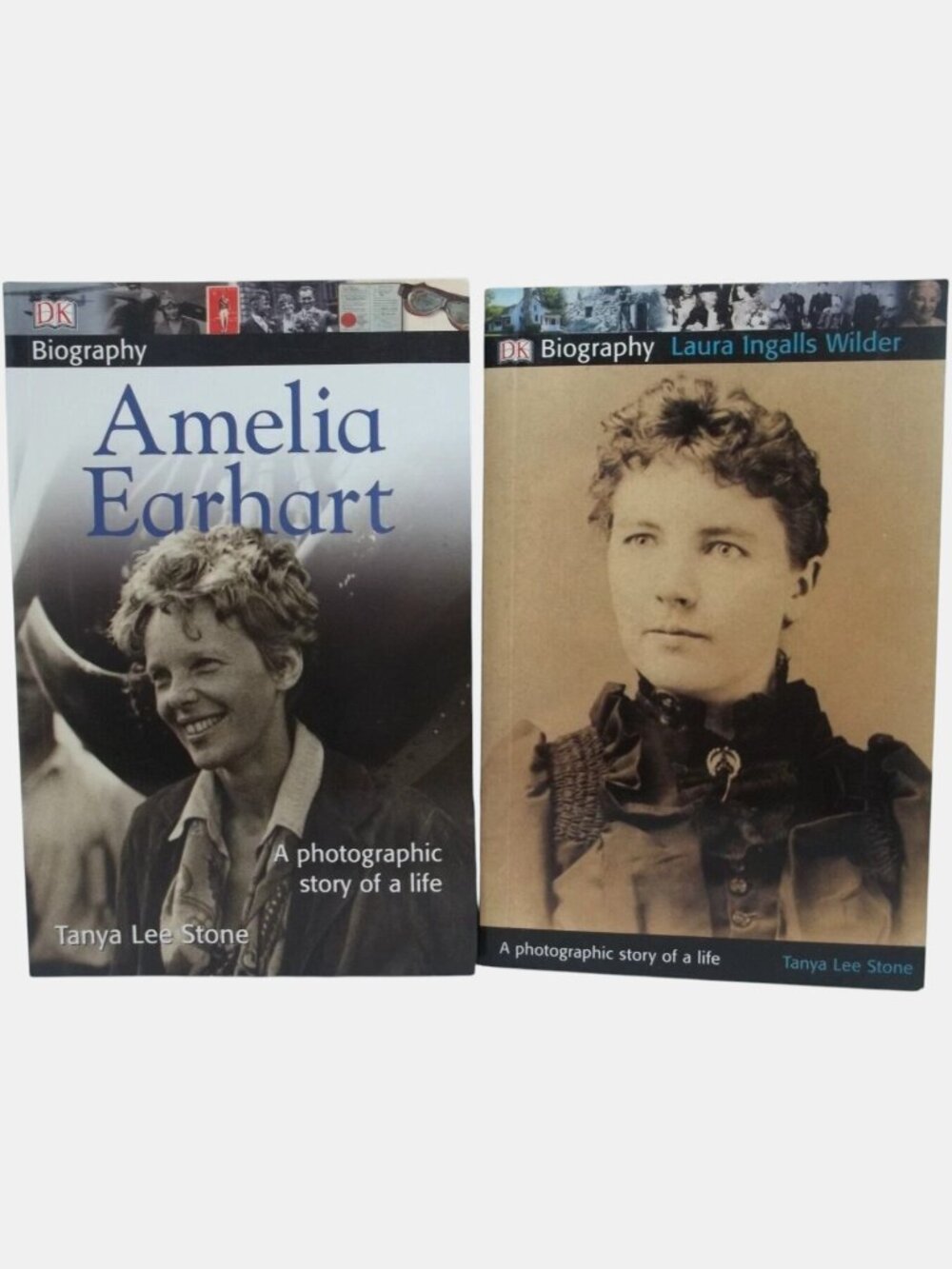 Homeschool Books Lot of 2 Biography Earhart Wilder DK Children's History T6